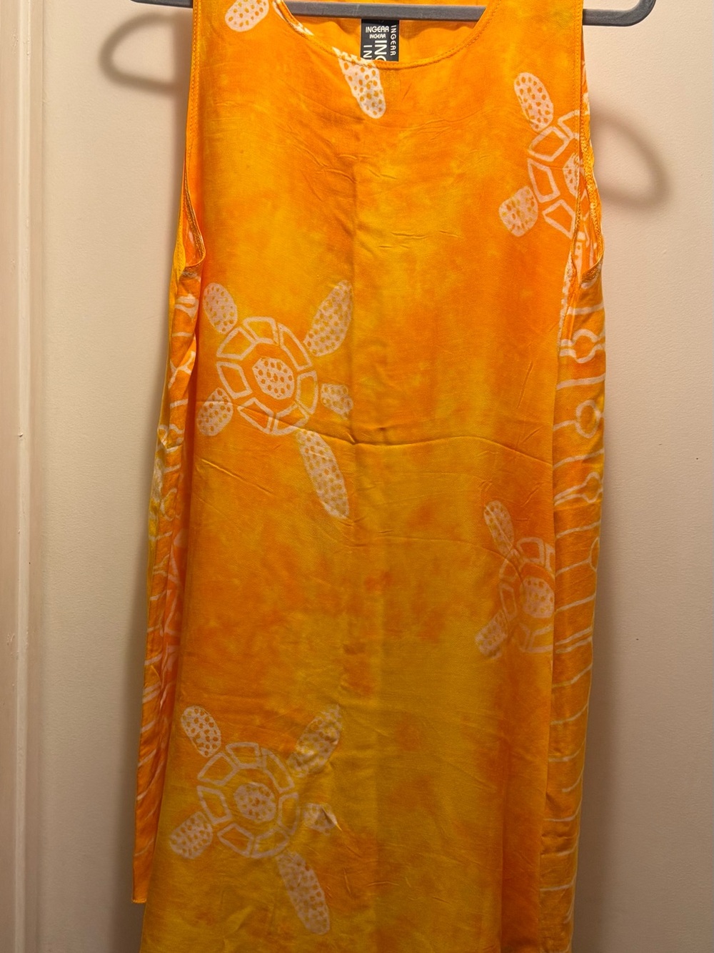 Ingear Orange and Yellow Turtle-Print Swim Coverup Dress